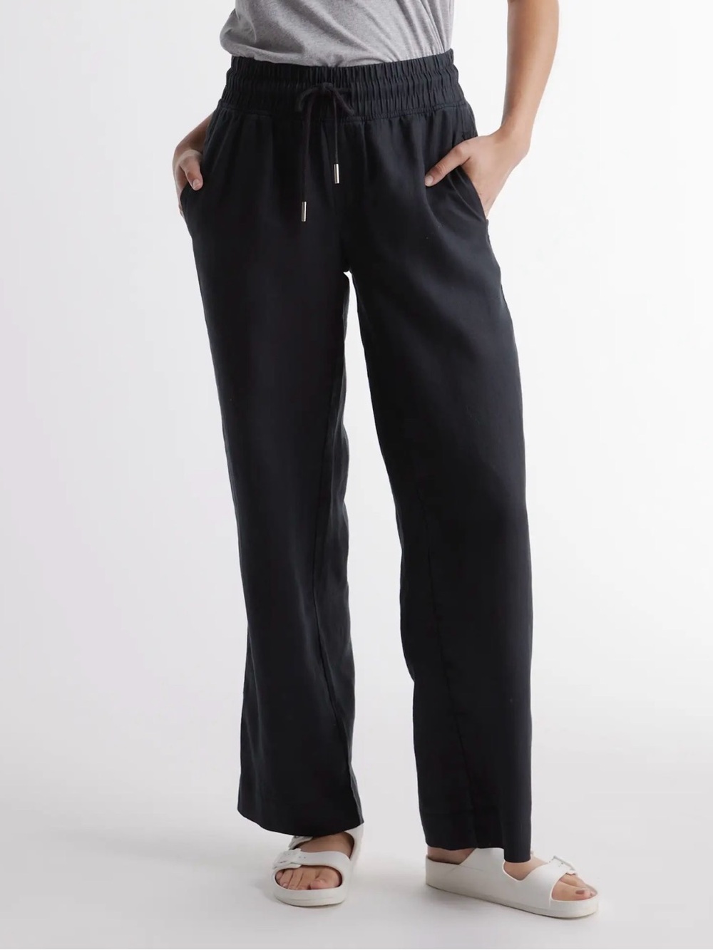 Quince Linen Wide-Leg Drawstring Pants